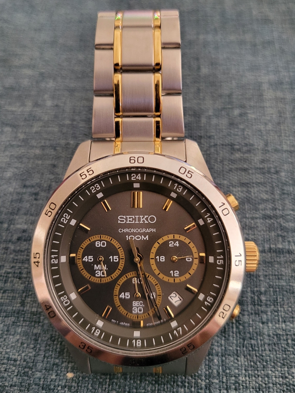 Seiko Two-Tone Silver and Gold Chronograph Men Watch